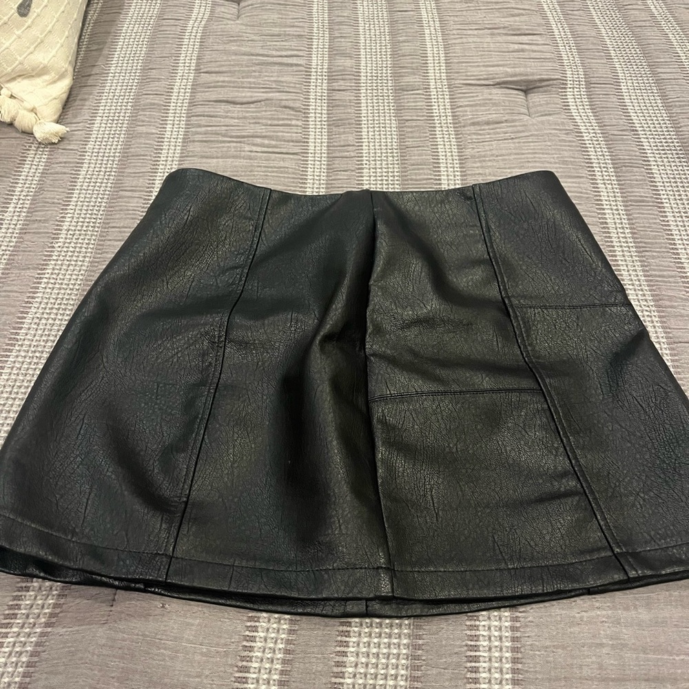 Black vegan Leather Skirt